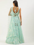 Attractive Sky Blue Sequins Net Designer Lehenga Choli With Dupatta - Zeel Clothing