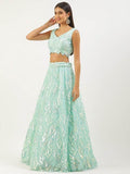 Attractive Sky Blue Sequins Net Designer Lehenga Choli With Dupatta - Zeel Clothing