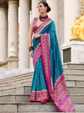 Attractive Sky-Blue Weaving Banarasi Silk Festival Wear Saree - Zeel Clothing