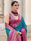 Attractive Sky-Blue Weaving Banarasi Silk Festival Wear Saree - Zeel Clothing