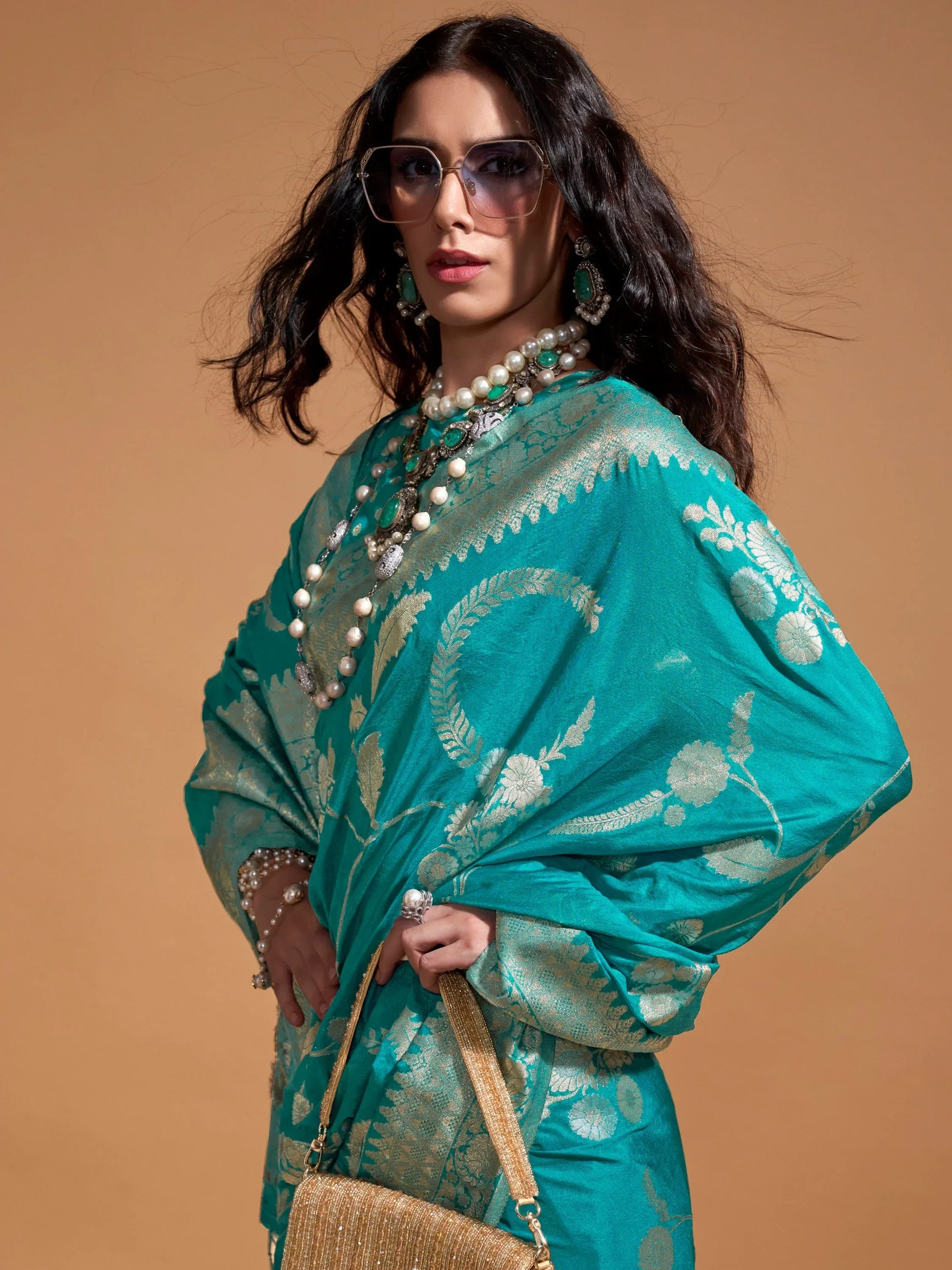 Attractive Sky-Blue Zari Weaving Silk Festival Wear Saree With Blouse - Zeel Clothing