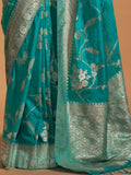 Attractive Sky-Blue Zari Weaving Silk Festival Wear Saree With Blouse - Zeel Clothing