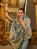 Attractive Sky Blue Zari Weaving Tissue Silk Festival Wear Saree - Zeel Clothing