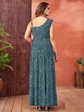 Attractive Teal Blue Bandhani Printed Georgette Navratri Special Gown - Zeel Clothing