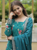 Attractive Teal Blue Sequins Chinon Palazzo Suit With Dupatta - Zeel Clothing