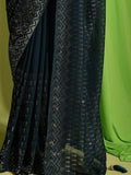 Attractive Teal Blue Sequins Georgette Function Wear Saree With Blouse - Zeel Clothing