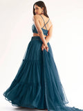 Attractive Teal Blue Sequins Georgette Reception Wear Lehenga Choli - Zeel Clothing