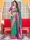 Attractive Teal Green Weaving Paithani Silk Festival Wear Saree - Zeel Clothing