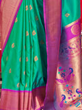 Attractive Teal Green Weaving Paithani Silk Festival Wear Saree - Zeel Clothing