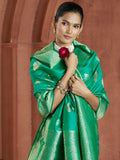 Attractive Teal Green Zari Weaving Banarasi Silk Festival Wear Saree - Zeel Clothing