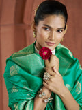 Attractive Teal Green Zari Weaving Banarasi Silk Festival Wear Saree - Zeel Clothing