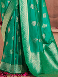 Attractive Teal Green Zari Weaving Banarasi Silk Festival Wear Saree - Zeel Clothing