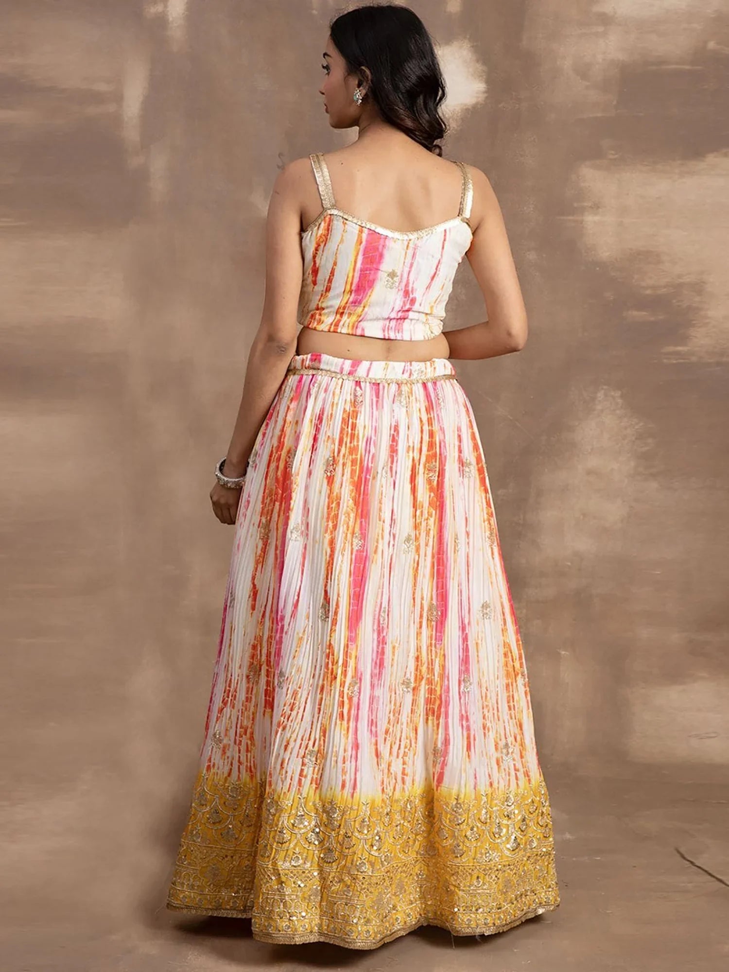 Attractive White & Yellow Sequins Chinon Haldi Wear Lehenga Choli - Zeel Clothing