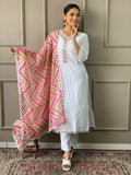 Attractive White Embroidered Chanderi Silk Traditional Suit Pant - Zeel Clothing