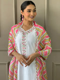 Attractive White Embroidered Chanderi Silk Traditional Suit Pant - Zeel Clothing