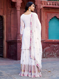 Attractive White Sequins Georgette Festival Wear Sharara Suit - Zeel Clothing
