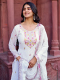 Attractive White Sequins Georgette Festival Wear Sharara Suit - Zeel Clothing