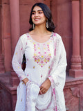 Attractive White Sequins Georgette Festival Wear Sharara Suit - Zeel Clothing