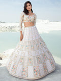 Attractive White Sequins Georgette Wedding Wear Lehenga Choli - Zeel Clothing