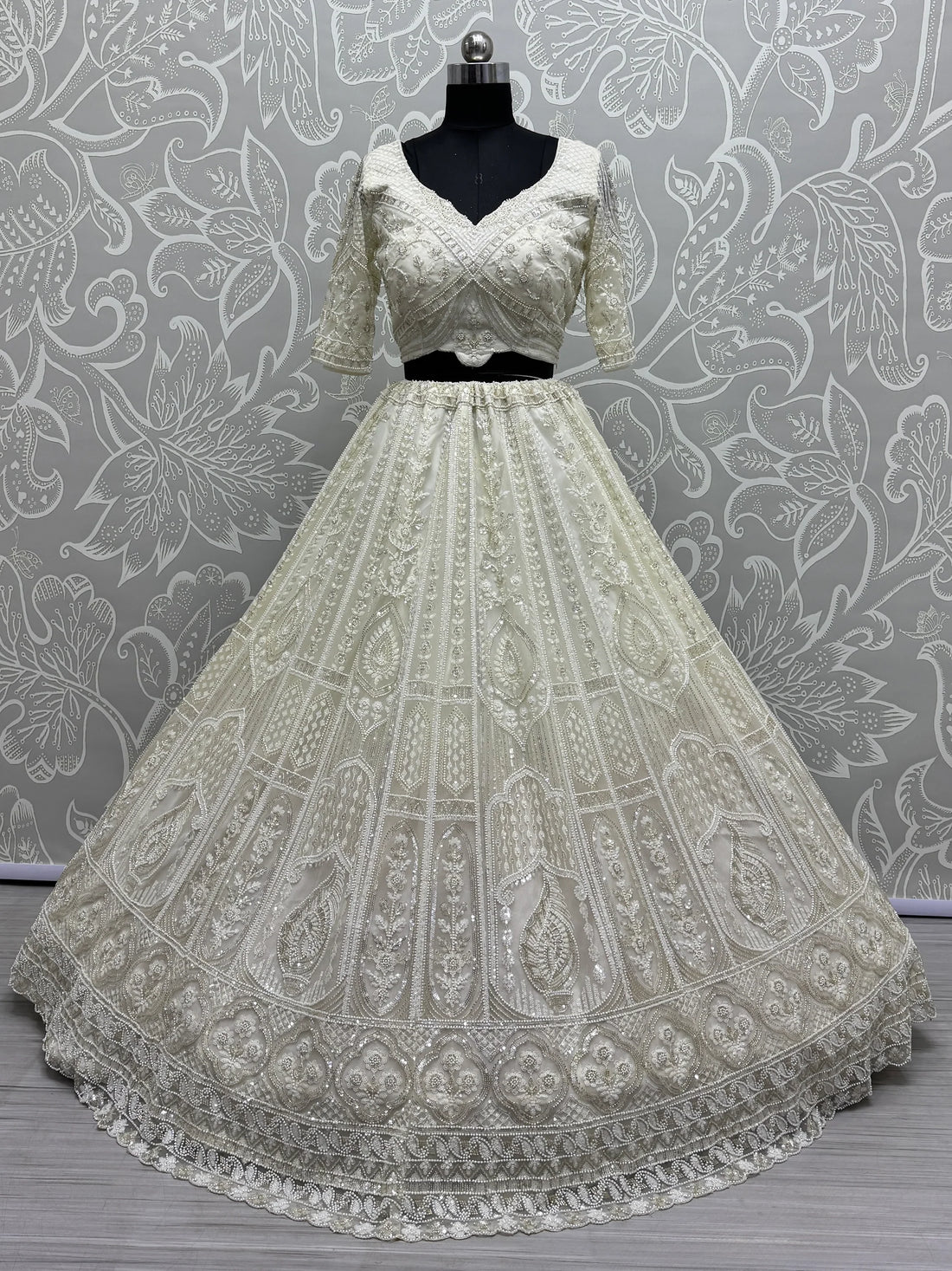 Attractive White Sequins Net Party Wear Lehenga Choli With Dupatta - Zeel Clothing