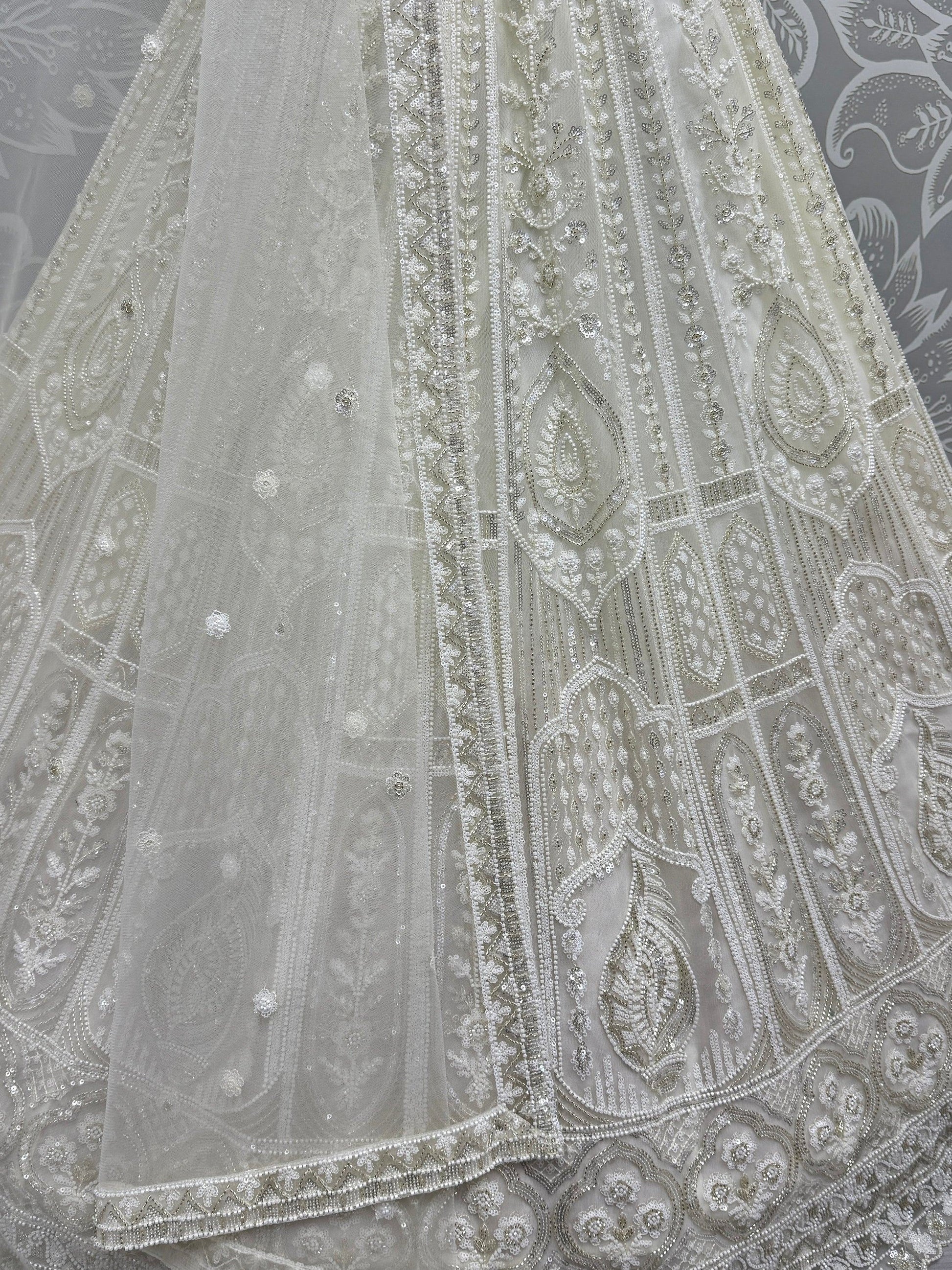 Attractive White Sequins Net Party Wear Lehenga Choli With Dupatta - Zeel Clothing