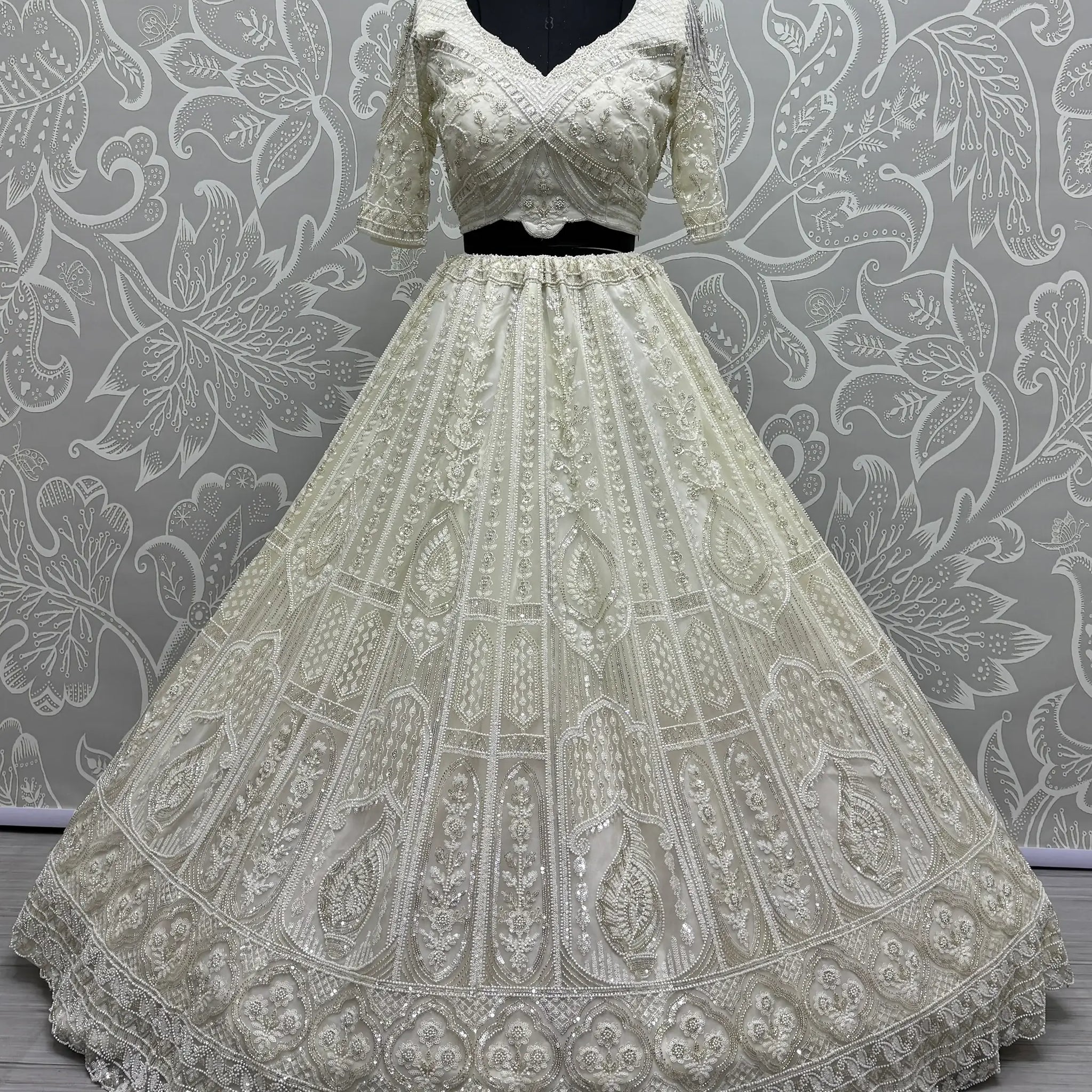 Attractive White Sequins Net Party Wear Lehenga Choli With Dupatta - Zeel Clothing