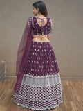 Attractive Wine Sequin Georgette Engagement Wear Lehenga Choli - Zeel Clothing