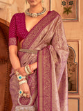 Attractive Wine Zari Weaving Silk Festive Wear Saree With Blouse - Zeel Clothing