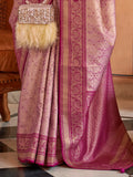 Attractive Wine Zari Weaving Silk Festive Wear Saree With Blouse - Zeel Clothing
