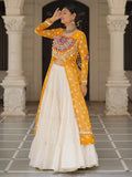 Attractive Yellow Cotton Navratri Special Lehenga With Bandhani Printed Kurti - Zeel Clothing