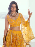 Attractive Yellow Embroidered Net Wedding Lehenga Choli With Dupatta - Zeel Clothing