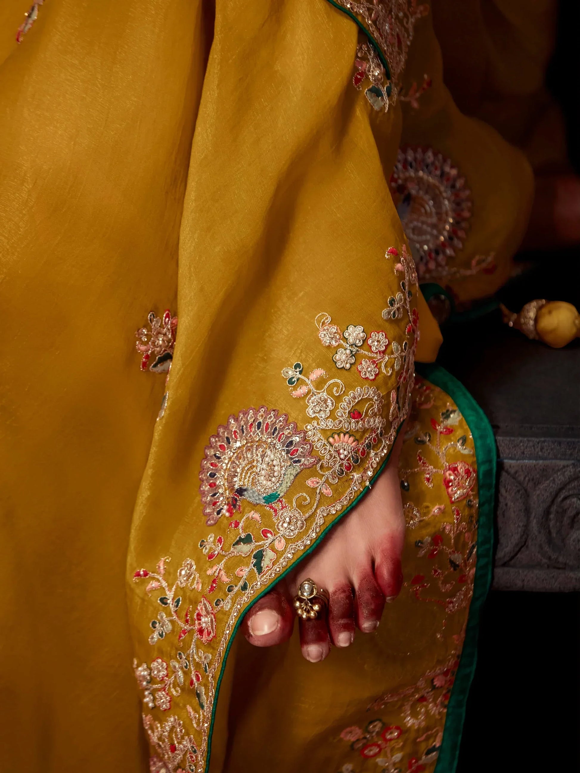 Attractive Yellow Embroidered Silk Haldi Wear Saree With Blouse - Zeel Clothing