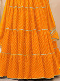 Attractive Yellow Leheriya Printed Georgette Haldi Wear Lehenga Choli