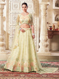 Attractive Yellow Sequins Net Wedding Lehenga Choli With Dupatta - Zeel Clothing