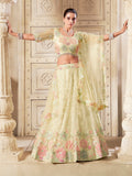 Attractive Yellow Sequins Net Wedding Lehenga Choli With Dupatta - Zeel Clothing