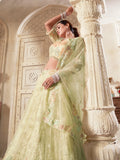 Attractive Yellow Sequins Net Wedding Lehenga Choli With Dupatta - Zeel Clothing