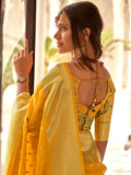 Attractive Yellow Zari Weaving Silk Event Wear Saree With Blouse - Zeel Clothing