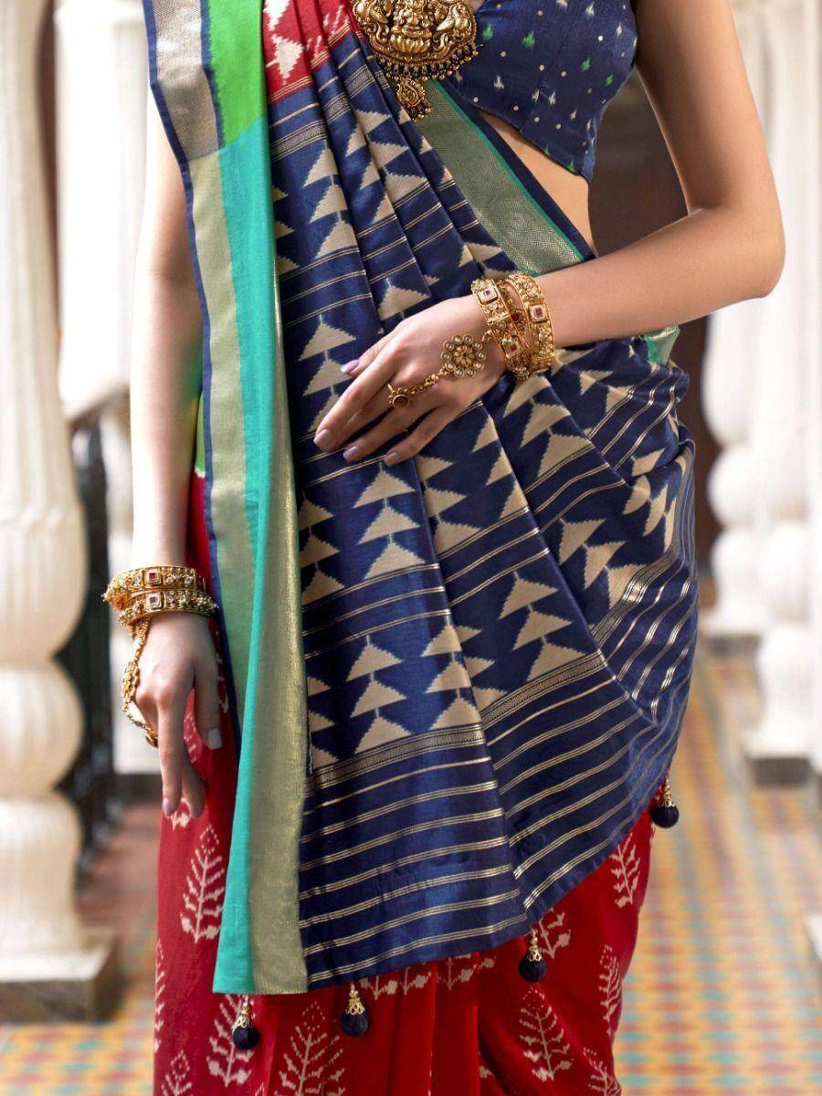 Attrective Red Digital Printed Patola Silk Wedding Wear Saree - Zeel Clothing