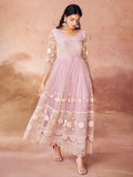 Awesome Baby Pink Embroidered Net Festival Wear Gown - Zeel Clothing