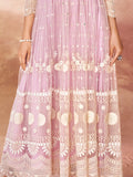 Awesome Baby Pink Embroidered Net Festival Wear Gown - Zeel Clothing