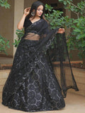 Awesome Black Embroidered Organza Party Wear Lehenga Choli - Zeel Clothing