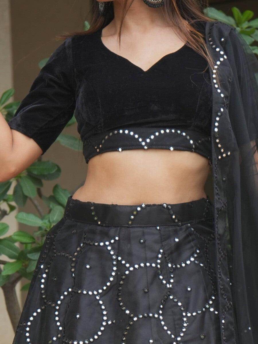 Awesome Black Embroidered Organza Party Wear Lehenga Choli - Zeel Clothing