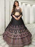 Awesome Black Sequins Georgette Engagement Wear Lehenga Choli - Zeel Clothing