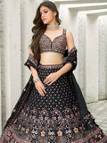 Awesome Black Sequins Georgette Engagement Wear Lehenga Choli - Zeel Clothing
