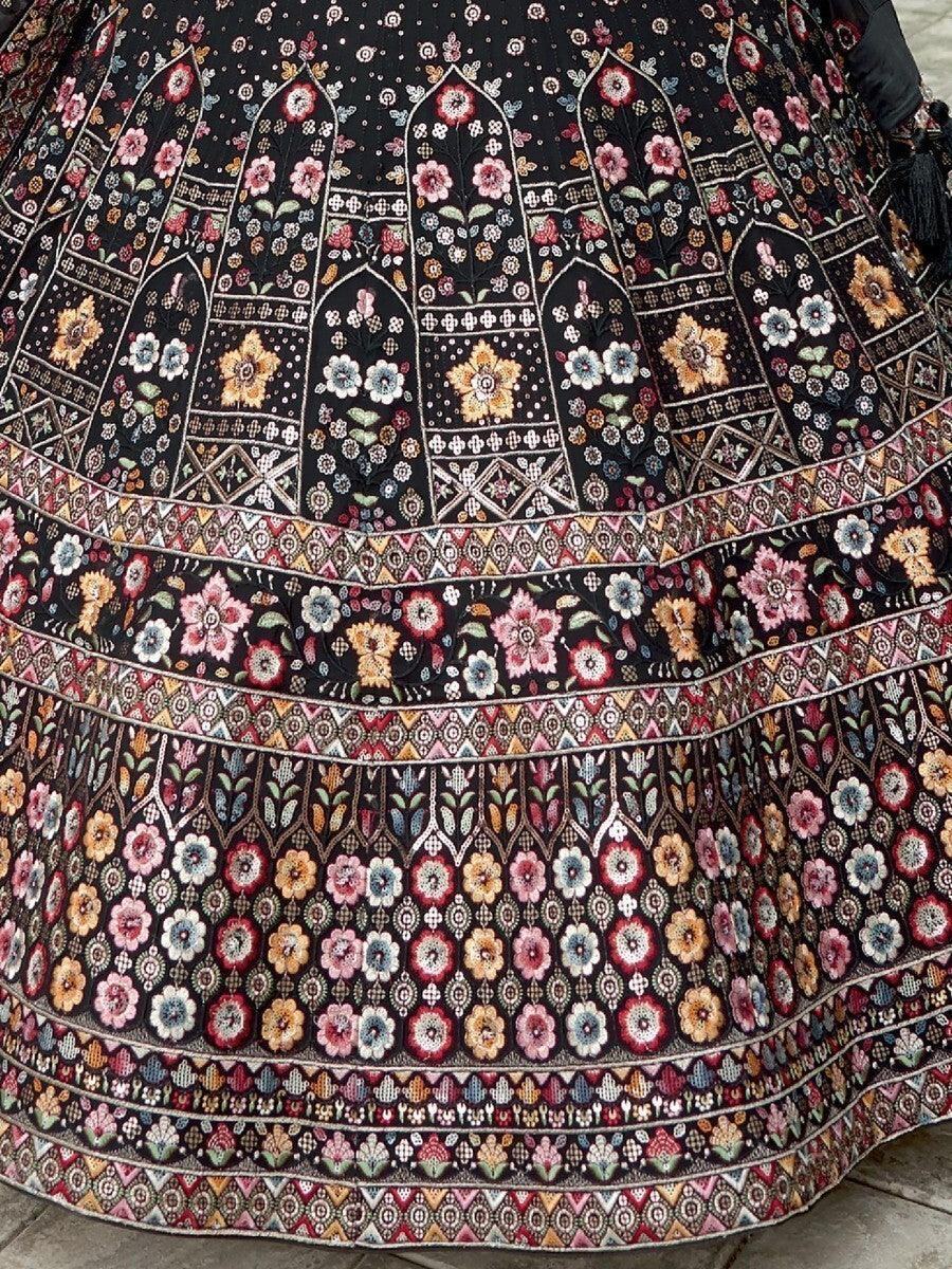 Awesome Black Sequins Georgette Engagement Wear Lehenga Choli - Zeel Clothing