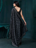 Awesome Black Thread Embroidered Silk Saree With Blouse - Zeel Clothing