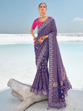 Awesome Blue Bandhani Printed Georgette Festival Wear Saree - Zeel Clothing