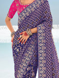 Awesome Blue Bandhani Printed Georgette Festival Wear Saree - Zeel Clothing