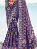 Awesome Blue Bandhani Printed Georgette Festival Wear Saree - Zeel Clothing