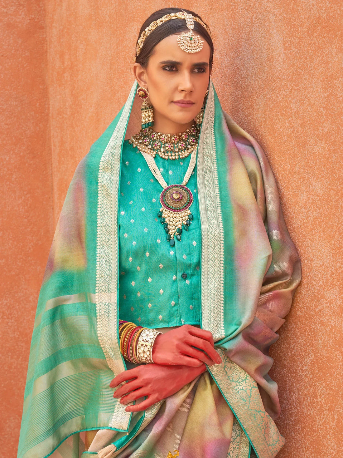 Awesome Blue Foil Printed Silk Festival Wear Saree With Blouse - Zeel Clothing